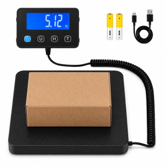 Digital Shipping Scale, Postal Scale, 220 lb, 0.1 oz -  | Remote Backlit LCD Display, Hold & Tare, Package Scale for Small Business, Postage Mail Scale, Battery & USB-C