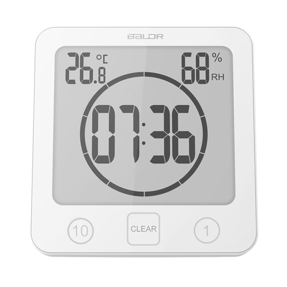 Digital Shower Clock with Accurate Timekeeping, Multipurpose Monitor for Bathroom, Shower Area and Kitchen, Waterproof for Water Spray (LCD Display)