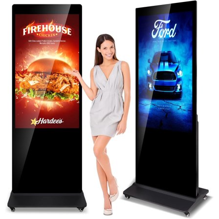 Digital Signage Display, 65 Inch 4K Indoor LCD Screen IPS Floor Standing Digital Kiosks,Commercial Interactive Advertising Display Screen with WiFi HDMI/USB Input Auto AD Player
