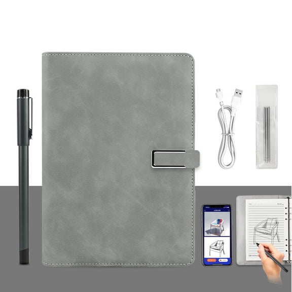 Digital Sketchbook, 2-in-1 Digital Notebook Drawing Tablet with Sync Pen, Smart Reusable Notebook with Pen for Drawing, Writing, Note-Taking (Gray)-dh