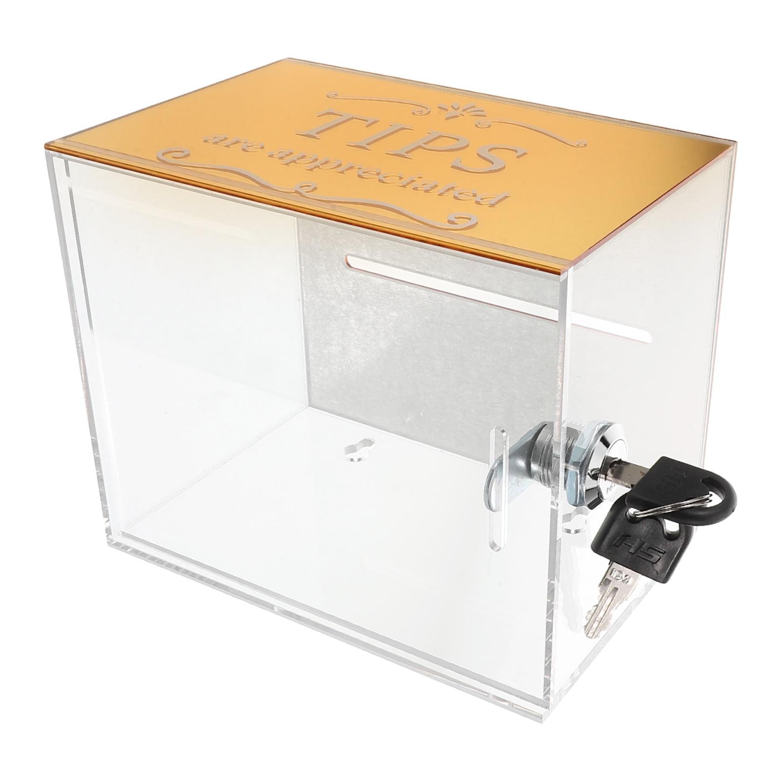 WHAMVOX Acrylic Tip Collection Box With Lock Money Storage Container Suggestion Box Raffle Cash Box For Bartender Bars Restaurants