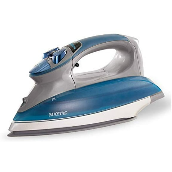 Maytag Digital Smart Fill Steam Iron & Vertical Steamer with Pearl Ceramic Sole Plate, Removable Water Tank + Thermostat Dial, Grey/Blue, M1400