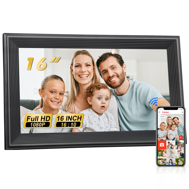Digital Smart Picture Frames HD 1920 × 1080, Canupdog 16 inch Wifi