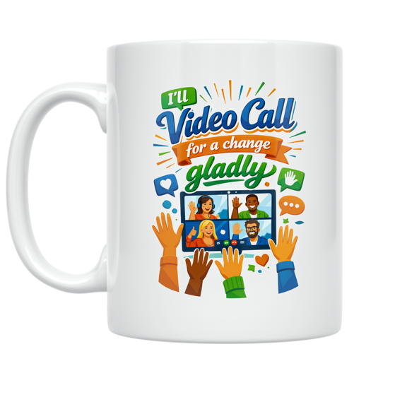 Digital Social Impact Video Call Scene - Tech Engagement Enthusiast - 11 oz Ceramic Coffee Mug