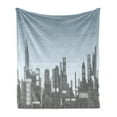 thumbnail image 1 of Digital Soft Flannel Fleece Blanket, City Skyline with Futuristic Computer Art Effects and Dot Generic Illustration, Cozy Plush for Indoor and Outdoor Use, 60" x 80", Baby Blue Black, by Ambesonne, 1 of 5