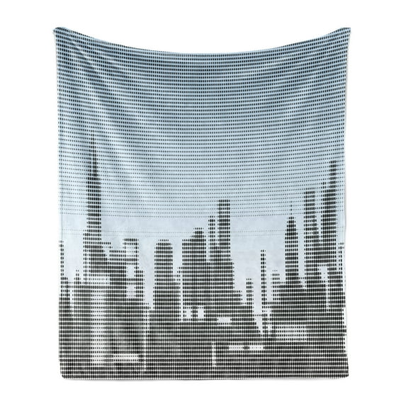 Digital Soft Flannel Fleece Blanket, City Skyline with Futuristic Computer Art Effects and Dot Generic Illustration, Cozy Plush for Indoor and Outdoor Use, 70" x 90", Baby Blue Black, by Ambesonne