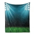 thumbnail image 1 of Digital Soft Flannel Fleece Blanket, Night at Stadium with Reflections on Grass Champion Show Performance Image, Cozy Plush for Indoor and Outdoor Use, 60" x 80", Forest Green Teal, by Ambesonne, 1 of 5