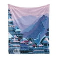 thumbnail image 1 of Digital Soft Flannel Fleece Throw Blanket, Digital Dated Popular Monument with Futuristic Effects Graphic Art, Cozy Plush for Indoor and Outdoor Use, 70" x 90", Navy Lavender, by Ambesonne, 1 of 6