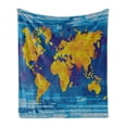 thumbnail image 1 of Digital Soft Flannel Fleece Throw Blanket, Geometric Squared Modern World Print Global Universe Artwork Image, Cozy Plush for Indoor and Outdoor Use, 50" x 60", Earth Yellow Sky Blue, by Ambesonne, 1 of 5
