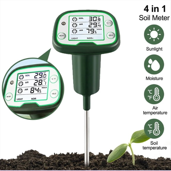 Digital Soil Tester Sunlight Air Moisture Temp Meter Sensor Screen LCD Backlight Hygrometer For Flowers Planting,1 x Digital Soil Tester,green