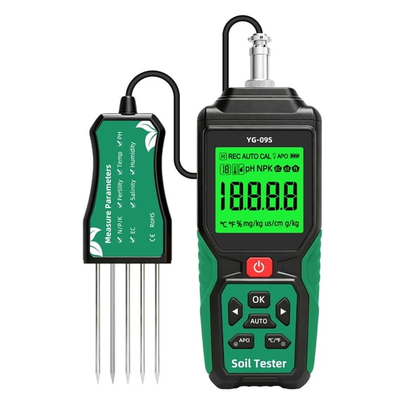 Digital Soil Tester with Display Screen, Record Storage and Split Cable Design for Garden Care, Home Plant Use and Soil Reading Tasks