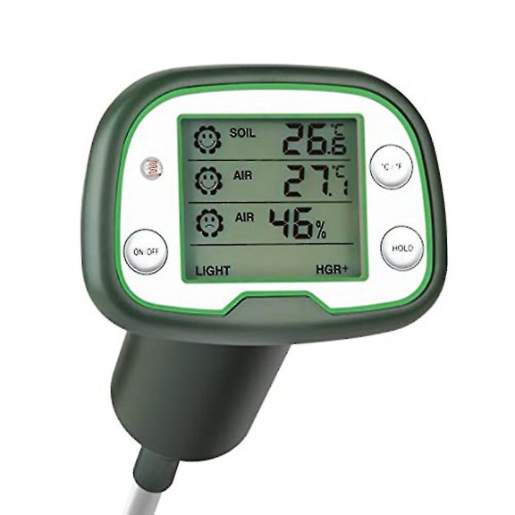Digital Soil Thermometer 4 in 1 Soil Tester Soil Thermometer/Light/Air Temperature/Hygrometer