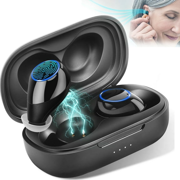 Digital Sound Amplifiers Rechargeable, Noise Reduction In-Ear Digital for Seniors, Enhances Speech and Audio Personal Sound Amplifiers with Portable Charging Case, Both Ears