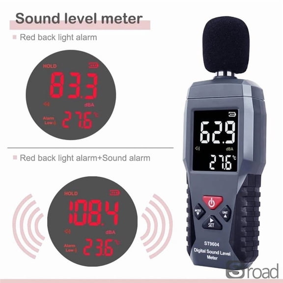 Digital Sound Level Meter, 30-130 DB Noise Decibel Meter Detector With Thermometer, Backlight LCD & Data Hold For Home, Office, Workplace Noise Measurement