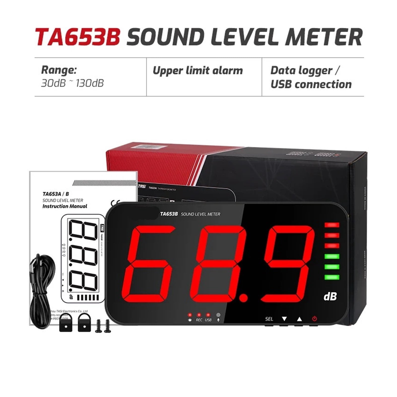 Digital Sound Level Meter Large Screen Display Noise dB Meter Wall ...