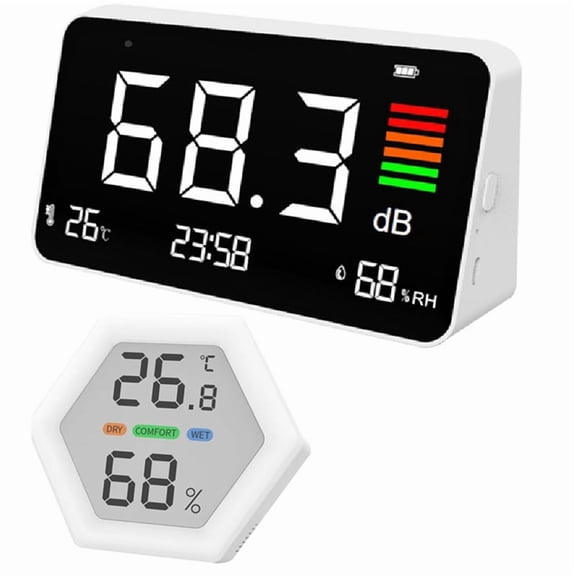Digital Sound Level Meter with Large LCD Screen Desktop Decibel 30-130dBA Digital Noise Meter Decibel Monitoring Tester