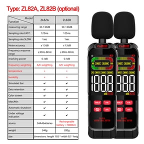 Digital Sound Meter Tester Household Noise Decibel Tester Professional 30-130dB Digital Noise Meter Handheld Fully Functional Digital Sound Level Meter LCD Backlit Display with Analogue Bar Maximum