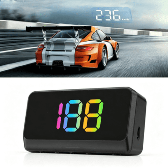 Digital Speedometer Car HUD Head Up Display MPH KM/H, GPS Speedometer with Overspeed Alarm, Automatic Photosensitive, 3 Level Speed Alarm Plug-and-Play for All Vehicles