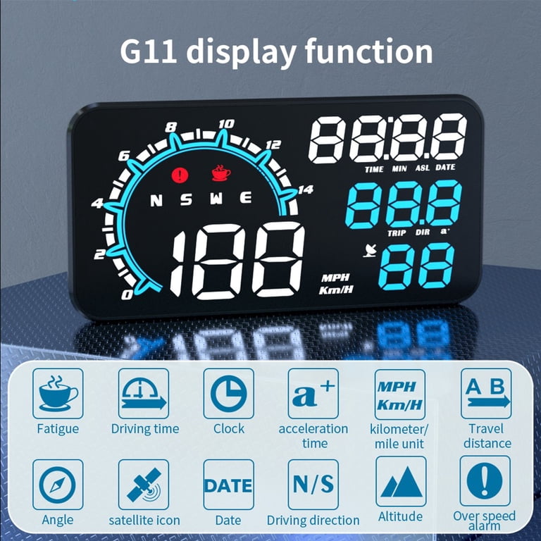 Car GPS Overspeed MPH Head Up Display LED Digital Overspeed Alarm Detector HUD