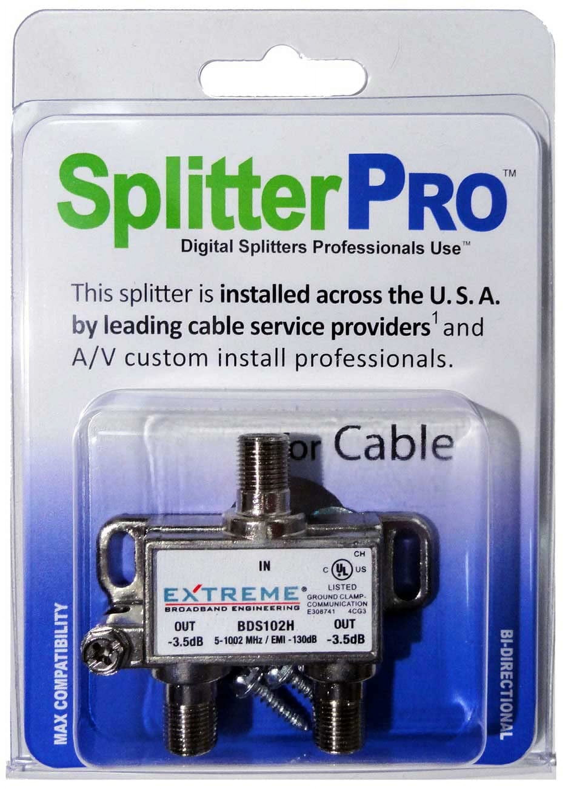 SplitterPRO Digital 2-Way Coaxial Cable Splitter for HDTV/4K/8K