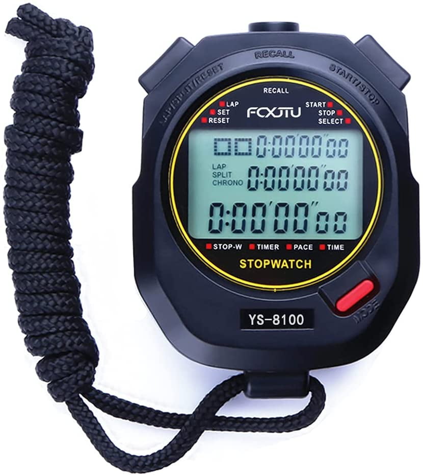 Digital Sports Stopwatch Timer 10/100 Lap Split Memory Stopwatch ...
