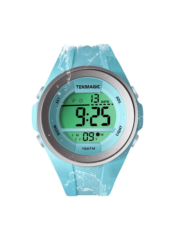 Digital Sports Watch 10 ATM Waterproof for Swimming and Diving with Alarm Clock, Stopwatch, Timer, Dual Time Zone, Calendar, Backlight, 12 or 24 Hours Format