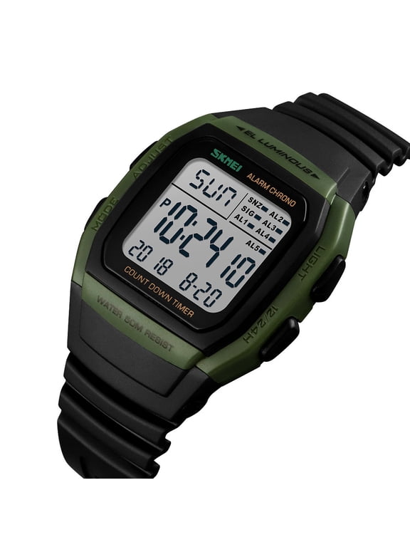 Digital Sports Watch, Alarm Stopwatch LED Backlight Wristwatch for Men