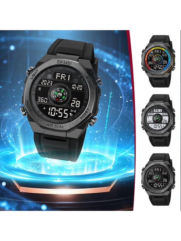 Digital Sports Watch, Outdoor Waterproof Watch, LED Backlight Stopwatch Watch, Multi-Function Military Wristwatch, Unisex Sport Watch, Hiking Running Fitness Watch, Casual Sports Watch