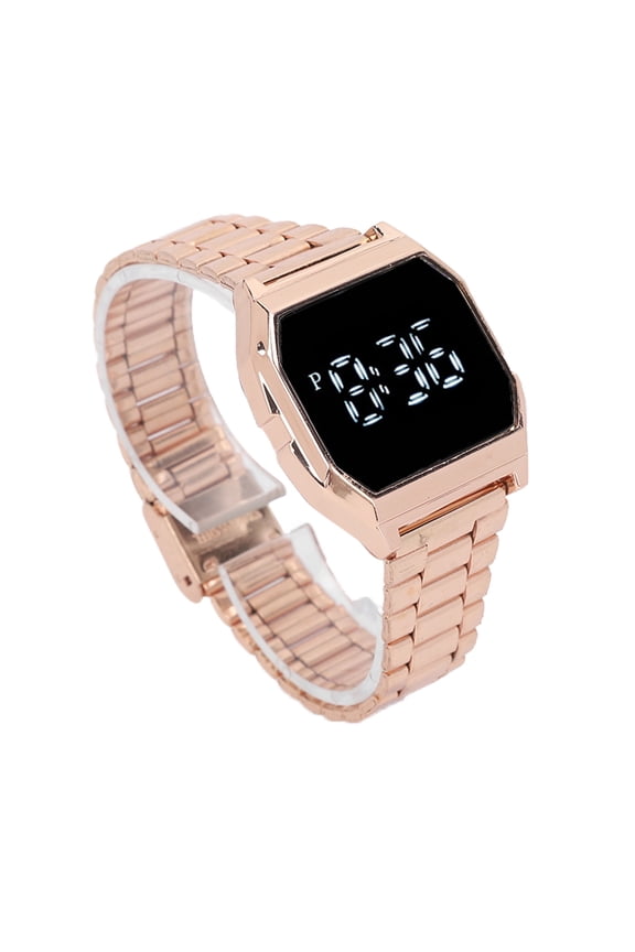 Digital Sports Watch,Stylish LED Watch for Student Digital Sports Watch with Folding Clasp Alarm Timing Night Light Function for Daily Use (Rose Gold)