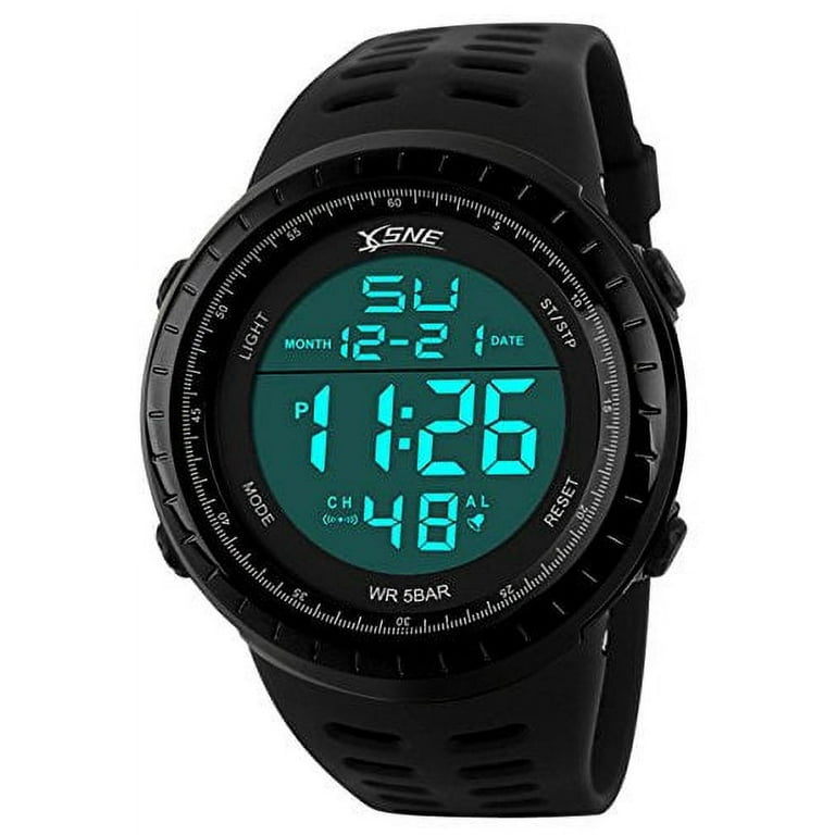 Digital Sports Watch Water Resistant Outdoor Easy Read Military Back Light Black Big Face Men's