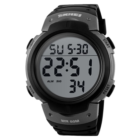Digital Sports Watch with Multi-Function LCD, Waterproof 50M, Rugged Design, and Long-Lasting Battery for Outdoor Activities and Daily Wear