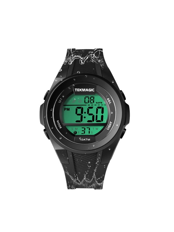 Digital Sports Wrist Watch 10 ATM Waterproof for Swimming and Diving with Alarm Clock, Stopwatch, Timer, Dual Time Zone, Calendar, Backlight, 12 or 24 Hours Format