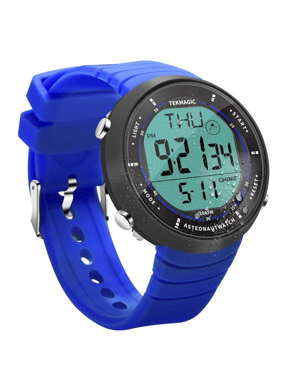 Digital Sports Wrist Watch 100m Waterproof with Alarm Clock, Stopwatch, Chronograph, Timer, Calendar, Dual Time Zone