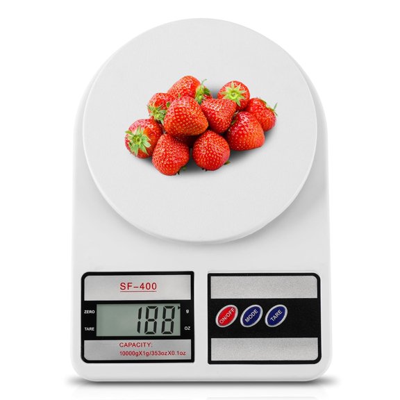 Digital , Stainless Steel Food Scale with Tare and oz/g Units, Replaceable Battery Power, 10kg, Silver