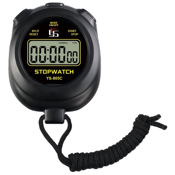 Digital Stopwatch Timer Professional Handheld LCD Chronograph Sports Stopwatch Sports Training Kitchen Timer Black
