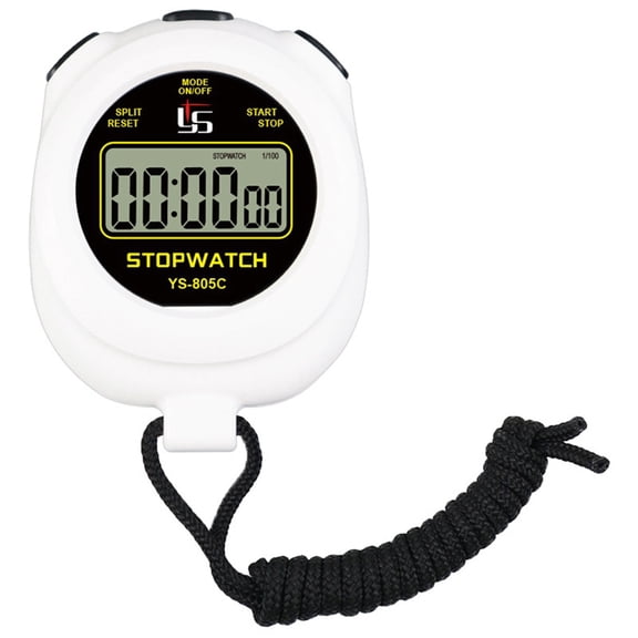 Digital Stopwatch Timer Professional Handheld LCD Chronograph Sports Stopwatch Sports Training Kitchen Timer White