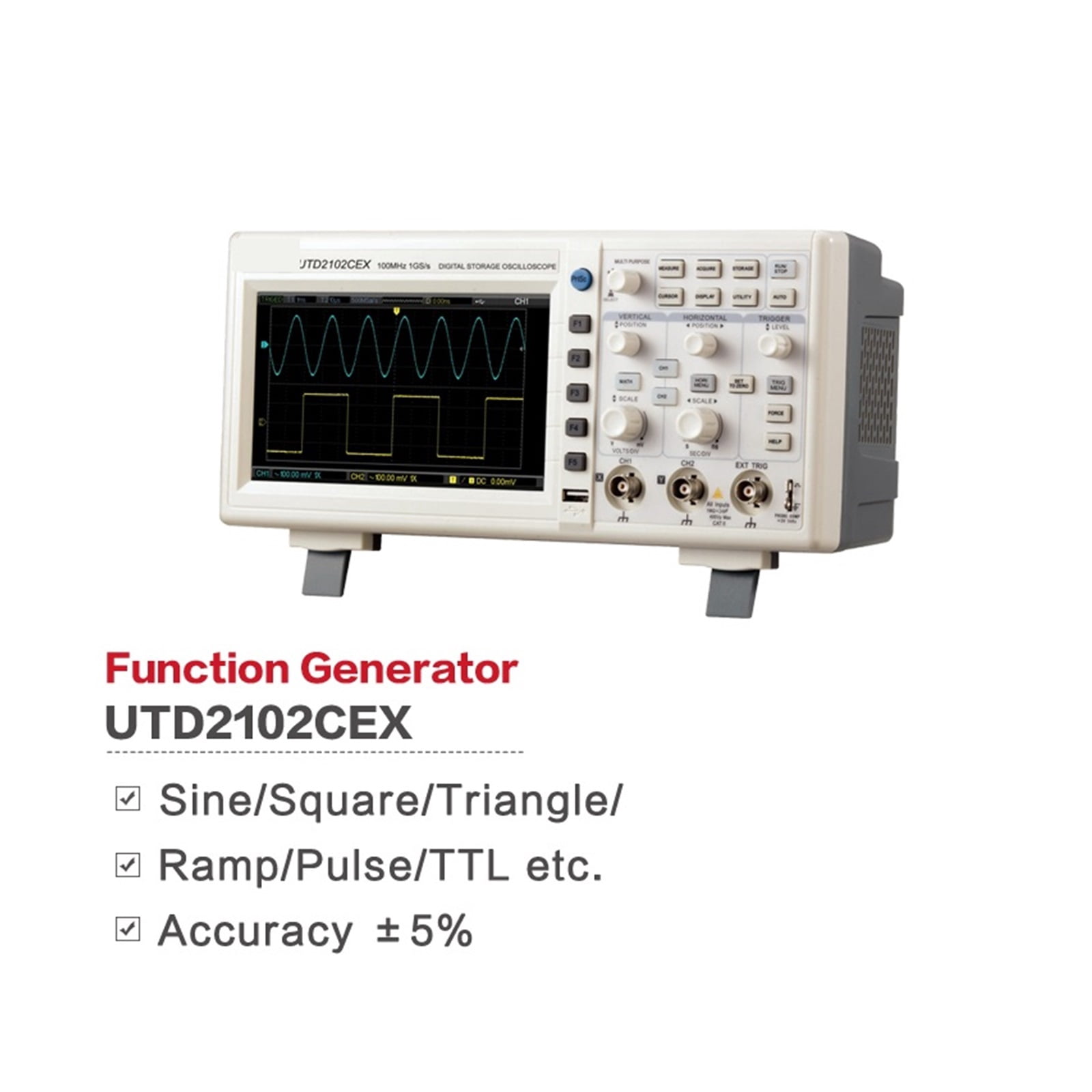 Digital Storage Oscilloscope UTD2102CEX UTD2102CEX+ 2 Channels 100mHz Portable USB Oscilloscope 1GSa/S Sampling Rate ,Professional Designed