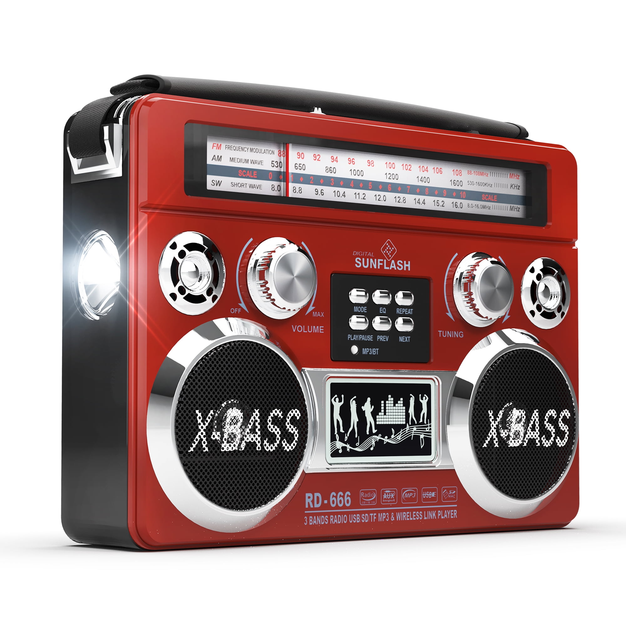 RD-666 Retro Portable Radio with AM/FM/SW Band, Bluetooth, USB, MP3 ...