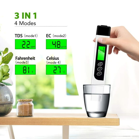 Digital TDS Meter, 3 in 1 PPM Meter, EC meter and Temperature Meter, Water Testing Kits for Drinking Water