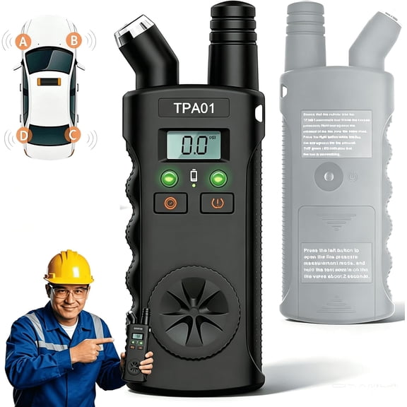 Digital TPMS Relearn Tool & Tire Pressure Gauge, 2-in-1 Sensor Activation Reset Tool for 433MHz Vehicles, 0-150 PSI Digital Tire Pressure Monitor(Q)