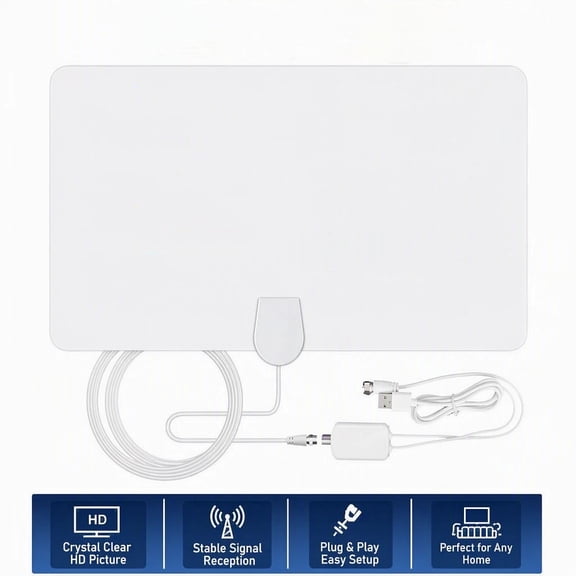 Digital TV Antenna Indoor 4K HD HDTV with Amplified Signal Booster White