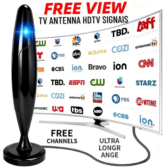 Digital TV Antenna Indoor Outdoor, Long Range HD Antenna with Signal Amplifier, 360 Upgraded Stable Reception, Free Local Channels 4K 1080P for Urban Rural Home TV Upgrade - So TV