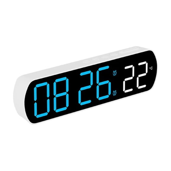 Digital Table Clock with Jump Second 2 Alarms Temperature Reading Timer Voice Control LED Alarm Clock for Home Office