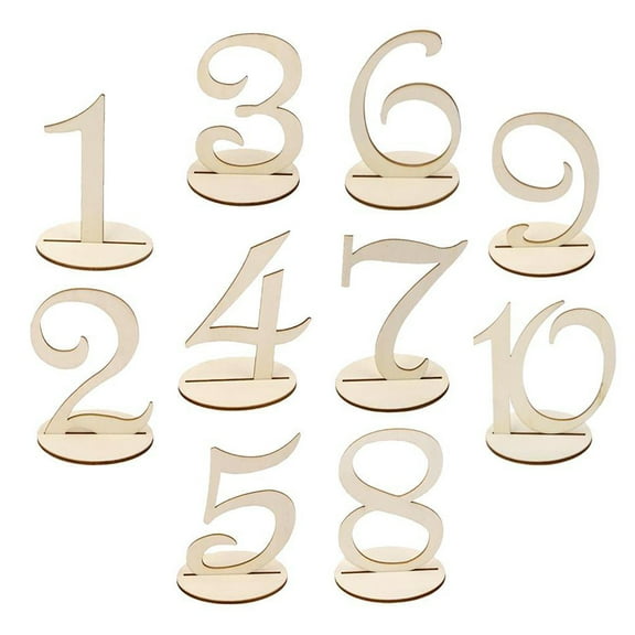 Digital Table Number Plate 10 Pcs Wedding 1-10 Numbers for Party Decorations Banquet Wood