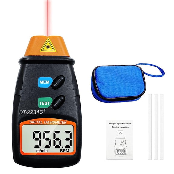 Digital Tachometer, DT-2234C+ Non-Contact Photo Mini RPM Test Speed Meter Photo Tach Tester Measuring Motor Speed, Handheld Velocimeter Gauge for Engine Motorcycle Mower Lathe