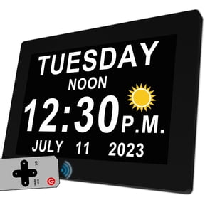 Digital Talking Clock with 27 Alarms, Auto DST, Voice Time Announcement, 20 Custom Reminders, 10‑Level Auto Dimming, Date Display, Remote Control for Seniors Dementia & Alzheimer’s Patients