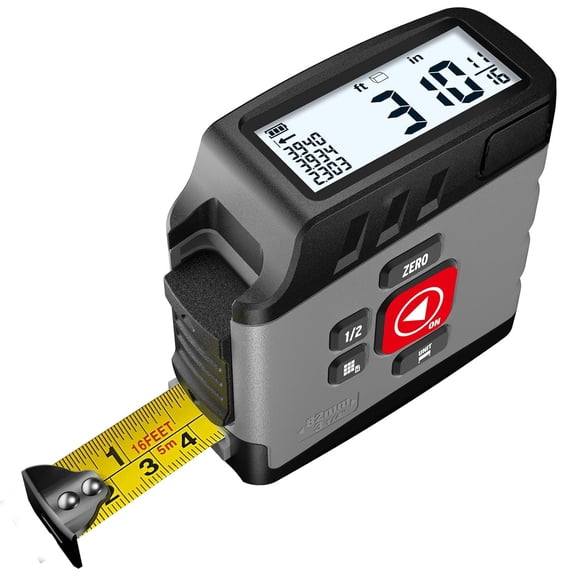 Digital Tape Measure 16 Ft - 6 Metric and Imperial Units, Easy Read Digital Measuring Tape Retractable with Fractions 1/16, Rechargeable Measurement Tool, for Distance/Area/Volume, Gray