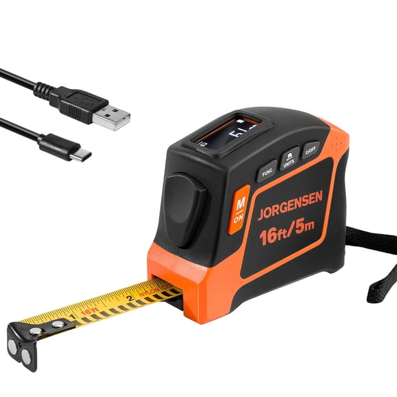 Digital Tape Measure, 16Ft Rechargeable Digital Measuring Tape Ft/Ft+in/in/M/CM/MM Unit, Metric & Inches Tape Measurement Tool for Pythagorean, Area, Volume