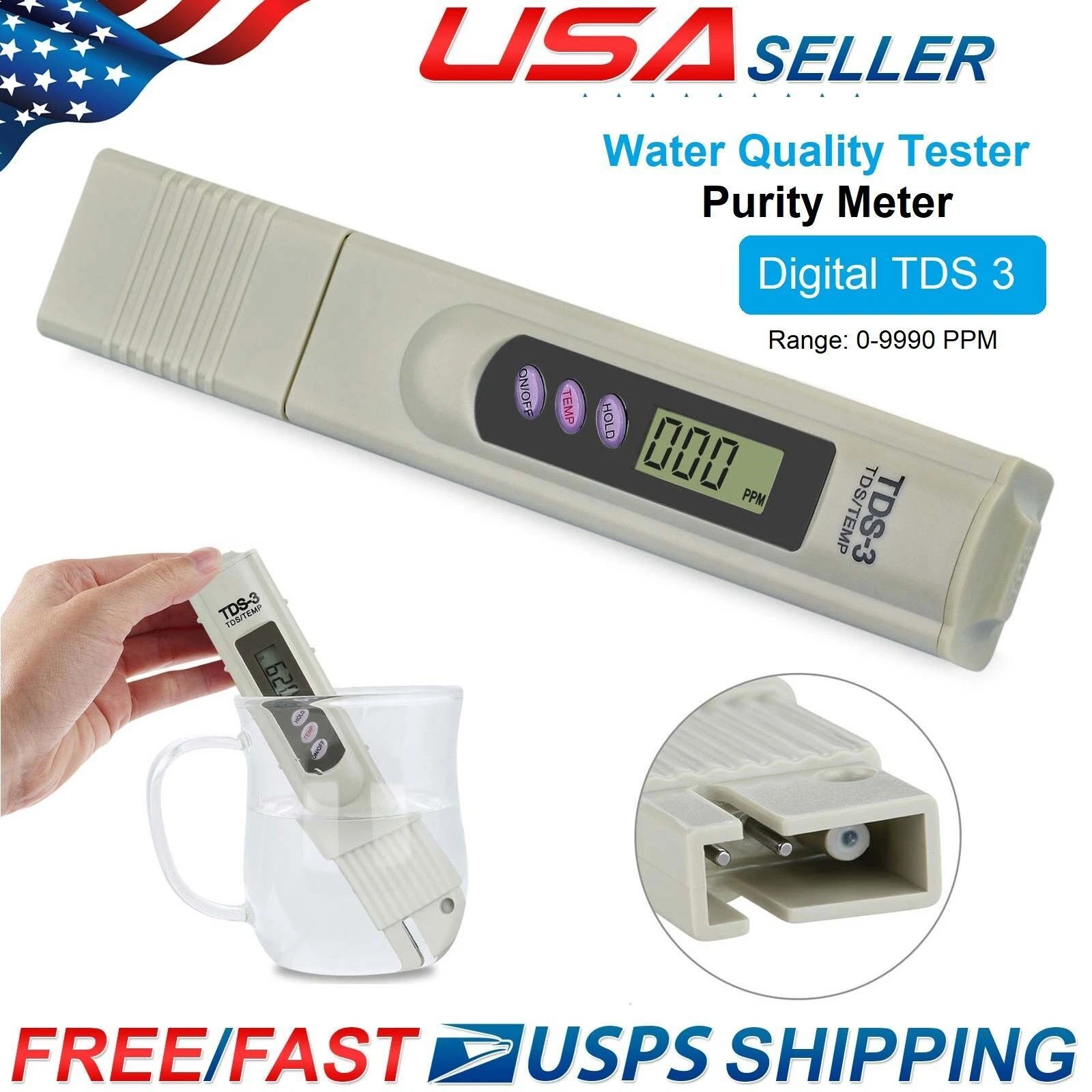 Digital Tds3 Ppm Meter, Home Drinking Tap Water Quality Purity Test/Tester