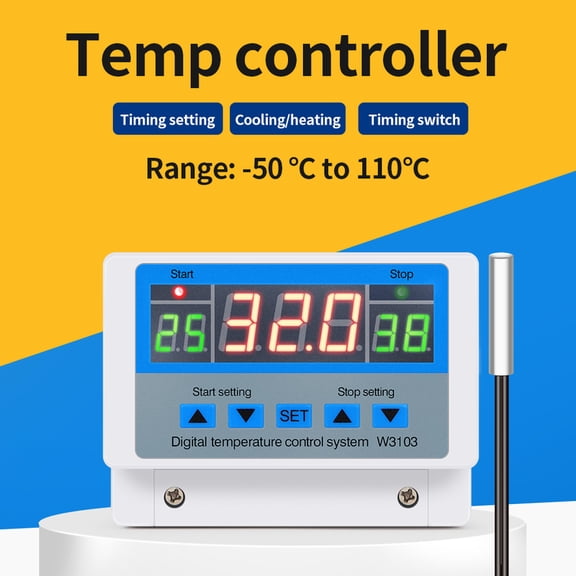 Digital Temperature Controller AC 110-220V High Power 30A Automatic Thermostat Heat/Cooling/Timing Adjustable Temperature